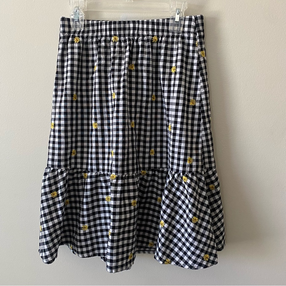 Old Navy Girls Tiered Printed Midi Skirt, Black and White, Sz L (10/12)
